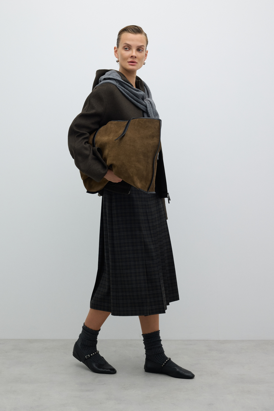 %100 Deri Askılı Omuz Çantası Yağ Yeşili - 2