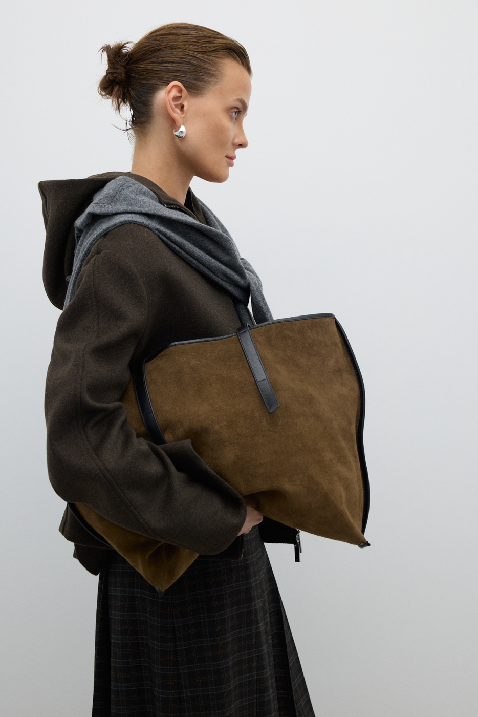 %100 Deri Askılı Omuz Çantası Yağ Yeşili - 1