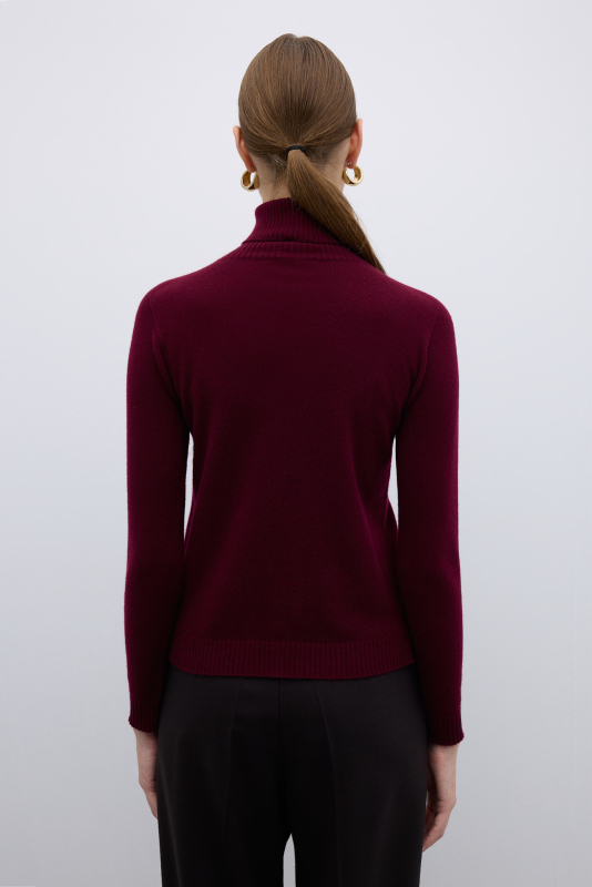%100 Kaşmir Balıkçı Yaka Triko Bordo - Roman (1)