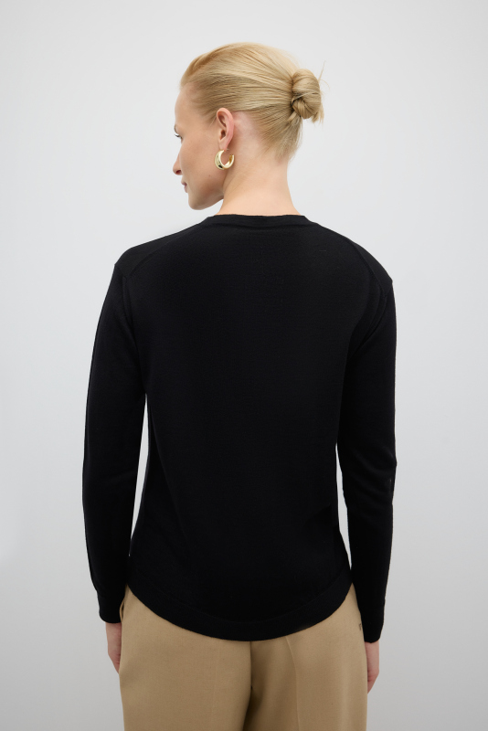 %100 Yün Bisiklet Yaka Triko Siyah - Roman (1)
