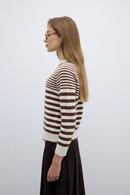 %100 Yün Çizgili Triko Standart Renk - 3
