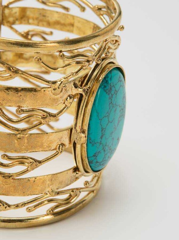 Akseuarlı Taş Detaylı Gold Bilezik Standart Renk - 2