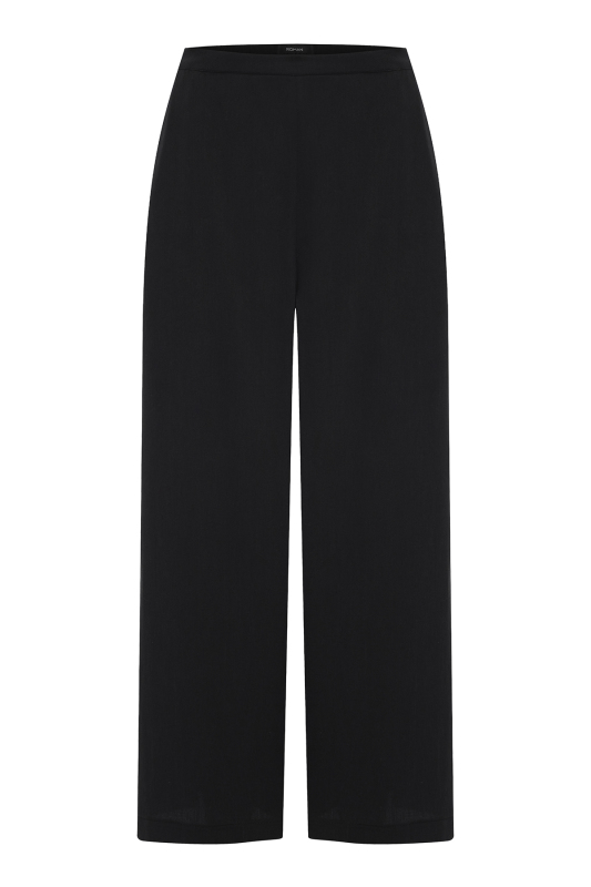 Arka Beli Lastikli Geniş Paça Pantolon Lacivert - 4