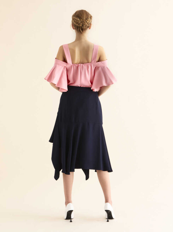 Asimetrik Kesim Etek Lacivert - 2