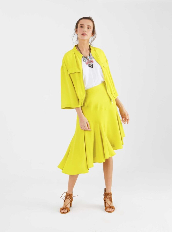 Asimetrik Kesim Etek Sarı - 1