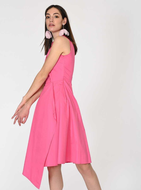 Asimetrik Midi Gece Elbisesi Pembe - 3