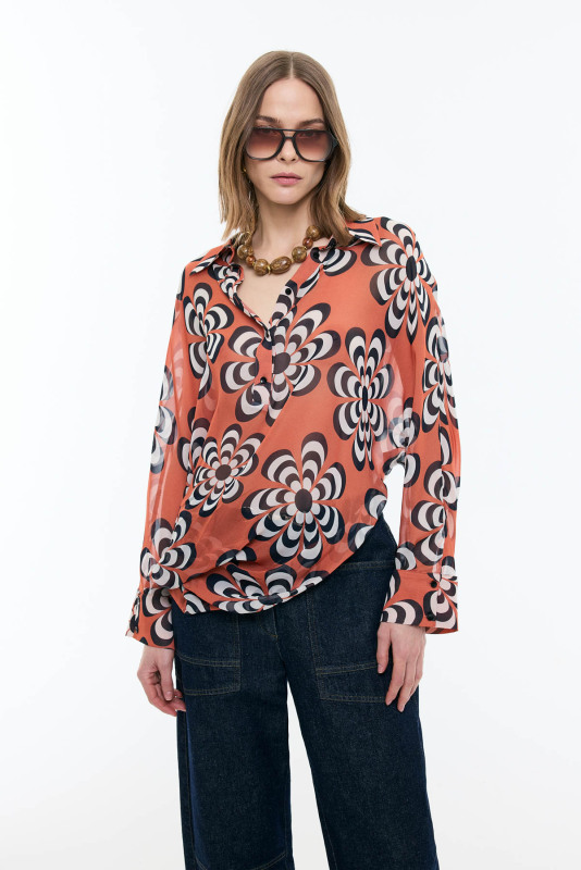 Asimetrik Uzun Kollu Bluz Standart Renk - Roman