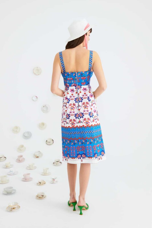 Askılı Çiçek Desenli Günlük Elbise Standart Renk - 2