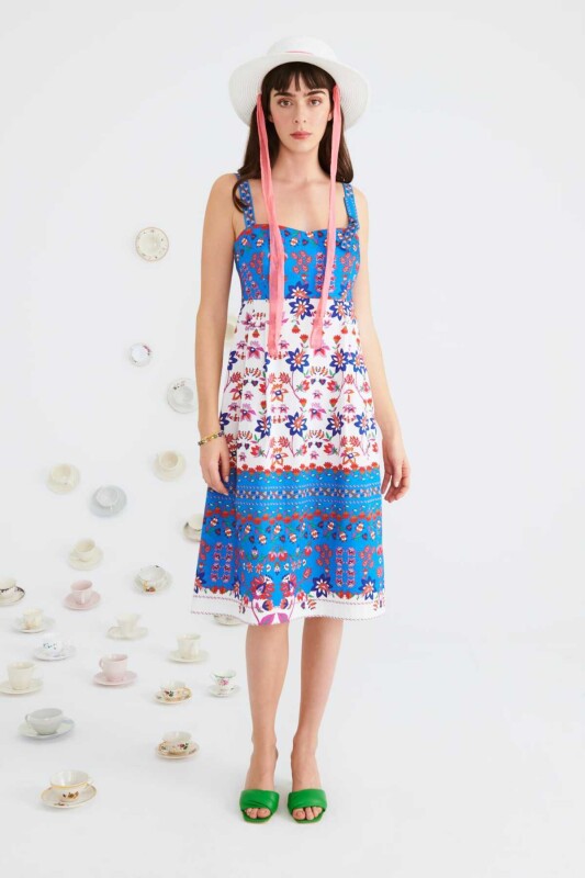 Askılı Çiçek Desenli Günlük Elbise Standart Renk - 1