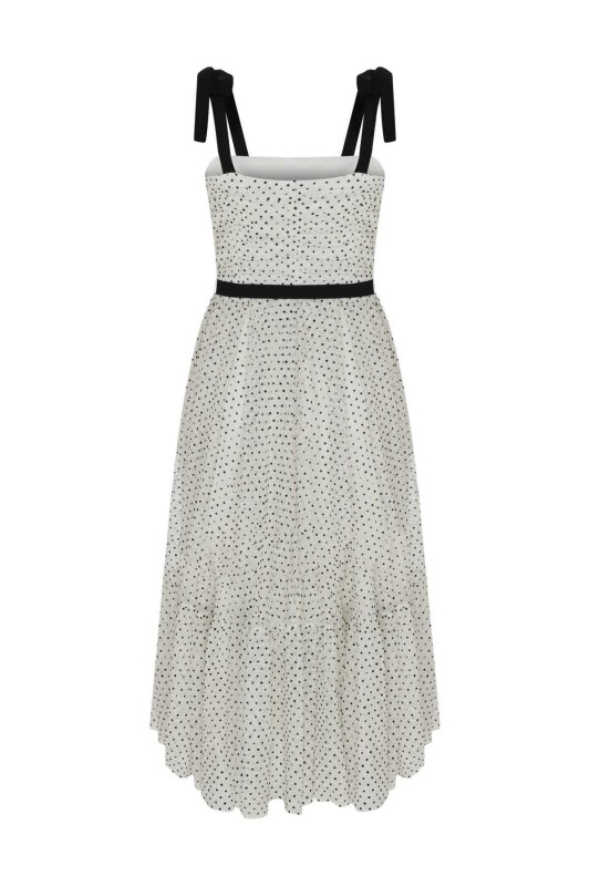 Askılı Desenli Abiye Elbise Standart Renk - 5