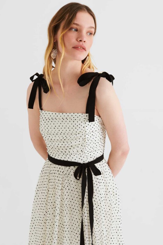 Askılı Desenli Abiye Elbise Standart Renk - 3