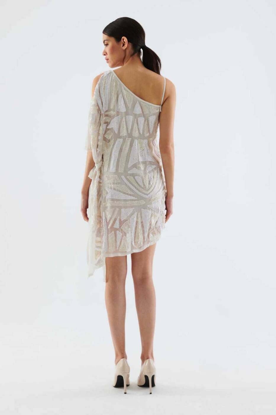 Askılı İşlemeli Elbise Kemik - 2