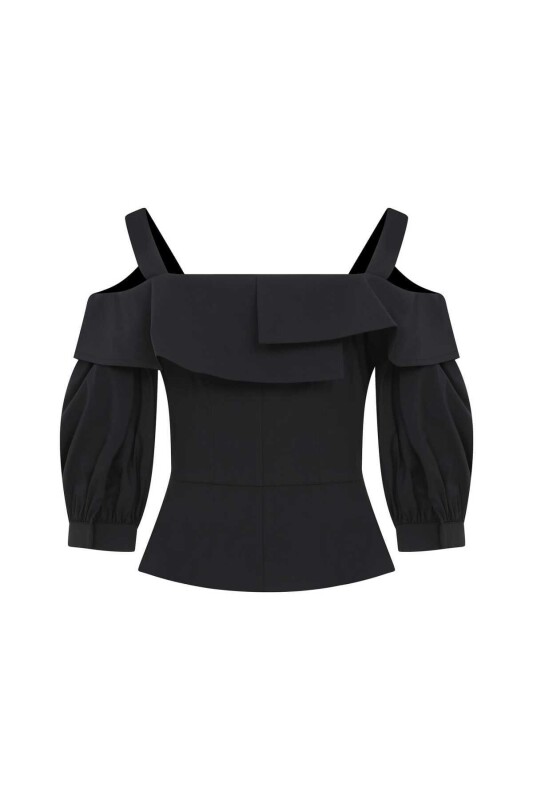 Askılı Kadın Gömlek Siyah - 5