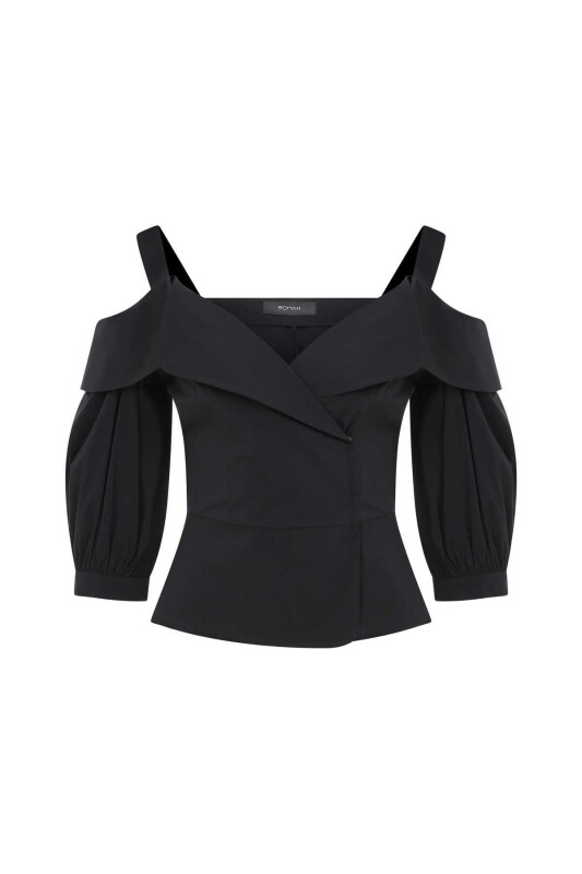 Askılı Kadın Gömlek Siyah - 4