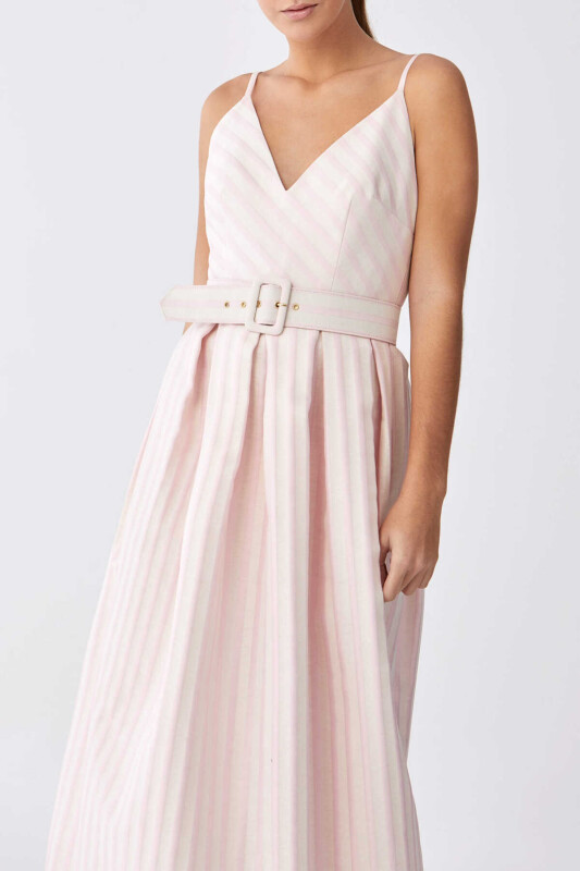 Askılı Kemerli Uzun Uzun Elbise Standart Renk - 4