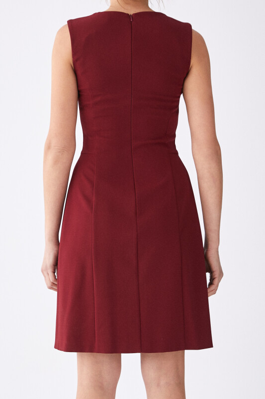  Askılı Mini Elbise Bordo - 2