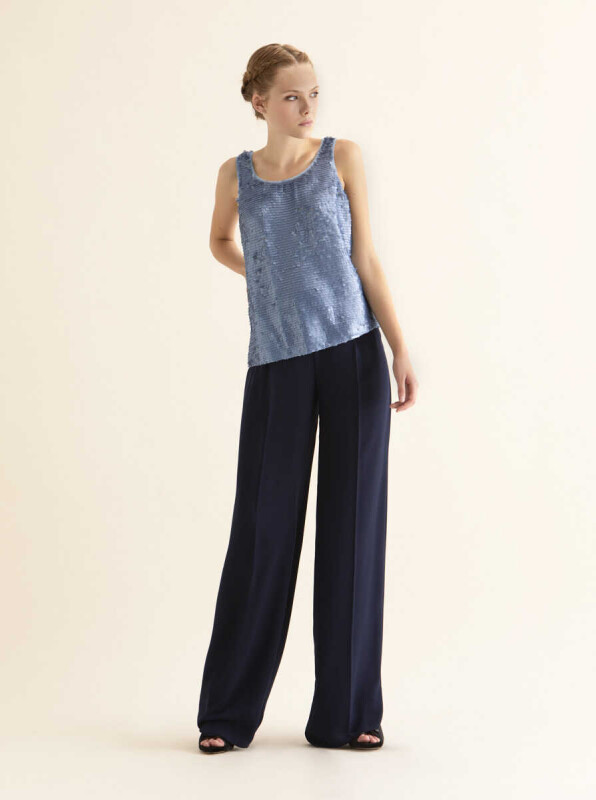 Askılı Payetli Bluz Mavi - 1