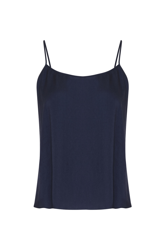 Askılı Saten Bluz Lacivert - 5