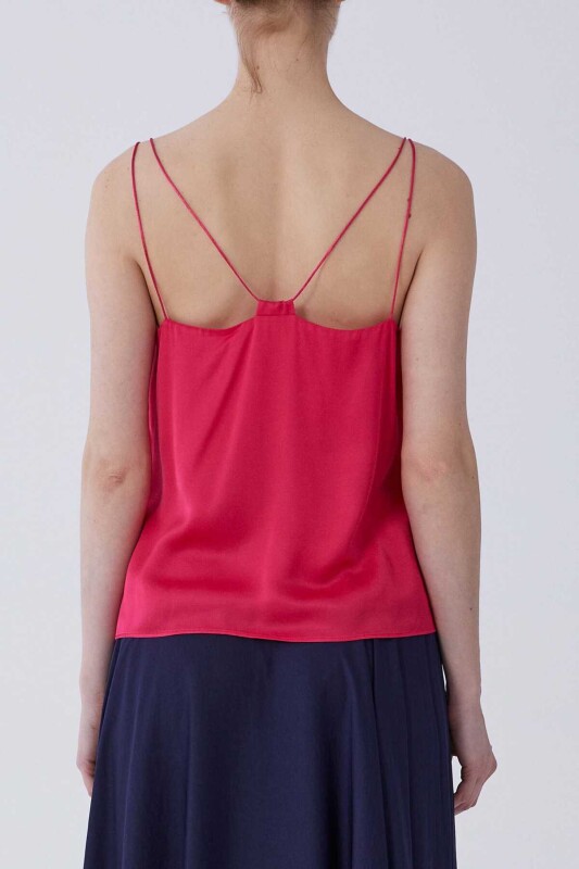 Askılı Sırt Detaylı Bluz Fuşya - 2