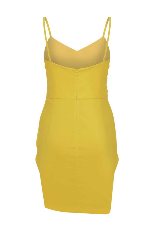 Askılı Turuncu Mini Elbise Sarı - 5