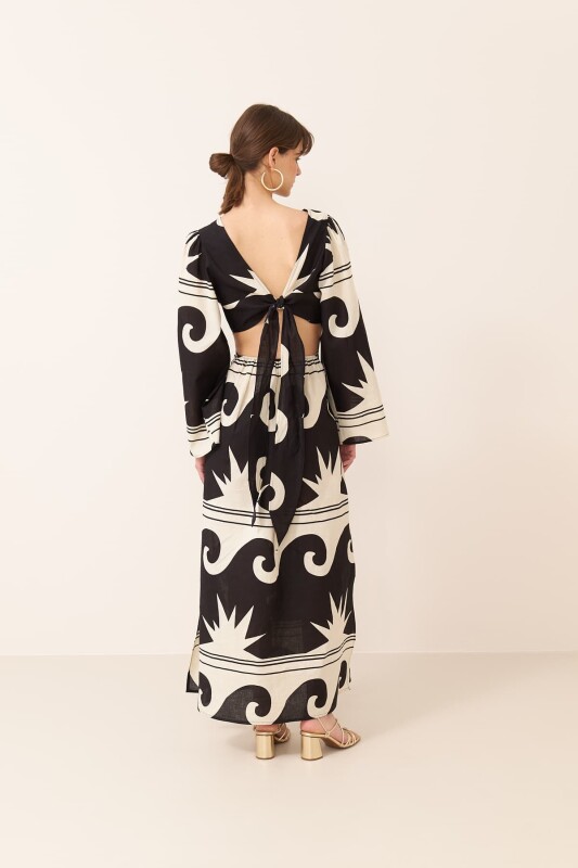 Bağlama Detaylı Maksi Boy Elbise Standart Renk - 2