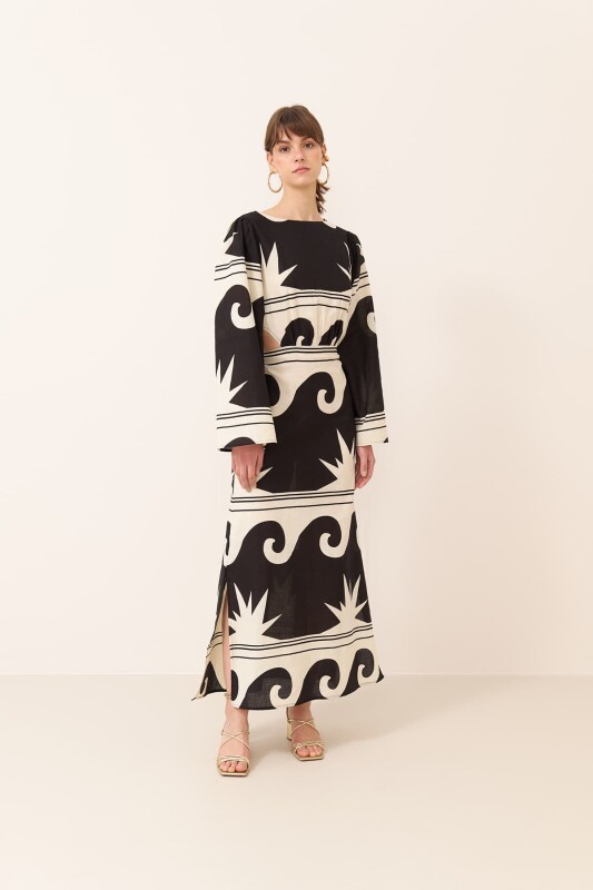 Bağlama Detaylı Maksi Boy Elbise Standart Renk - 1