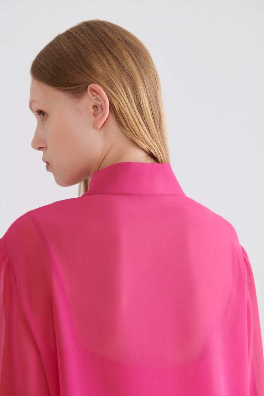  Bağlamalı Kadın Gömlek Fuşya - 2