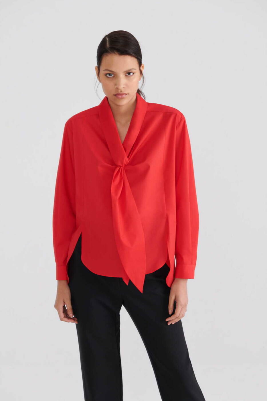  Bağlamalı Kadın Gömlek Kırmızı - 1