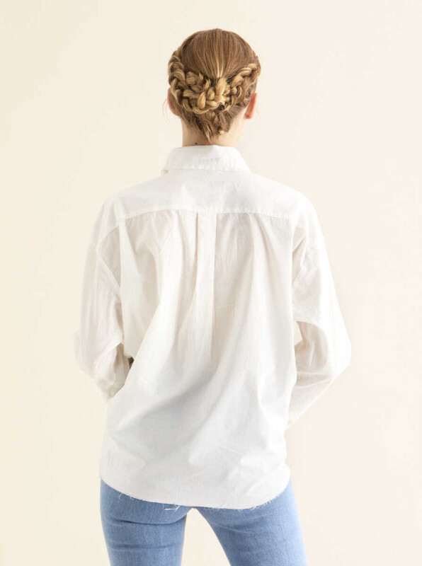 Bağlamalı ve Kolları Volanlı Gömlek Beyaz - 2