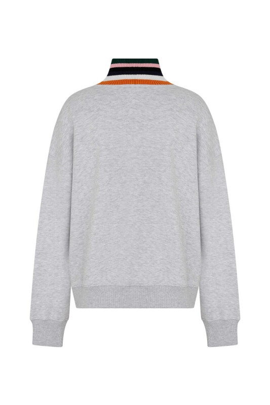  Baskılı Kadın Sweatshirt Açık Gri - 2