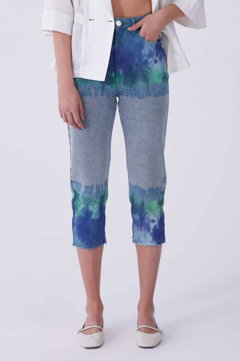 Batik Desen Denim Kadın Pantolon Standart Renk - 4