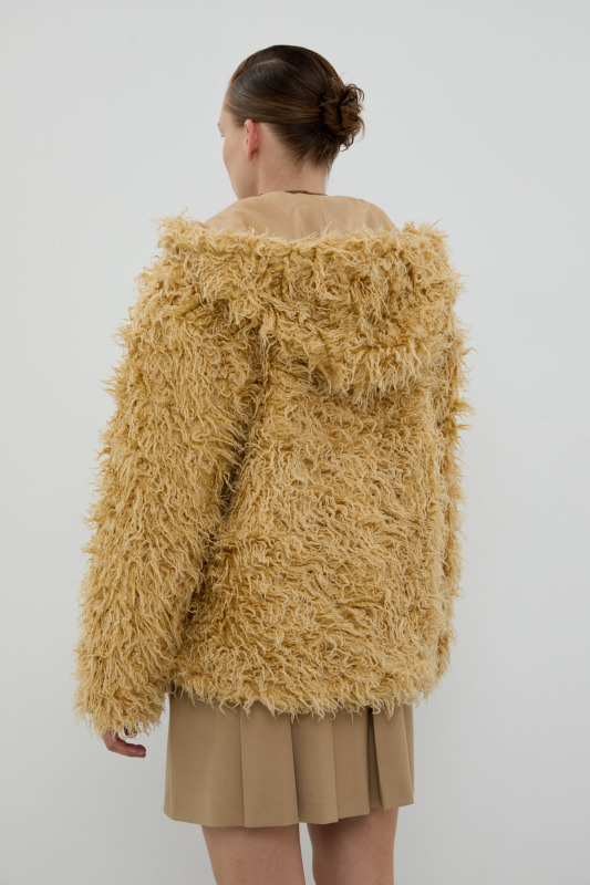 Önü Fermuarlı Kapüşonlu Mont Bej - Roman (1)