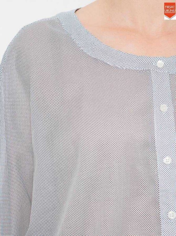  Bel Detaylı Kadın Bluz Lacivert - 3