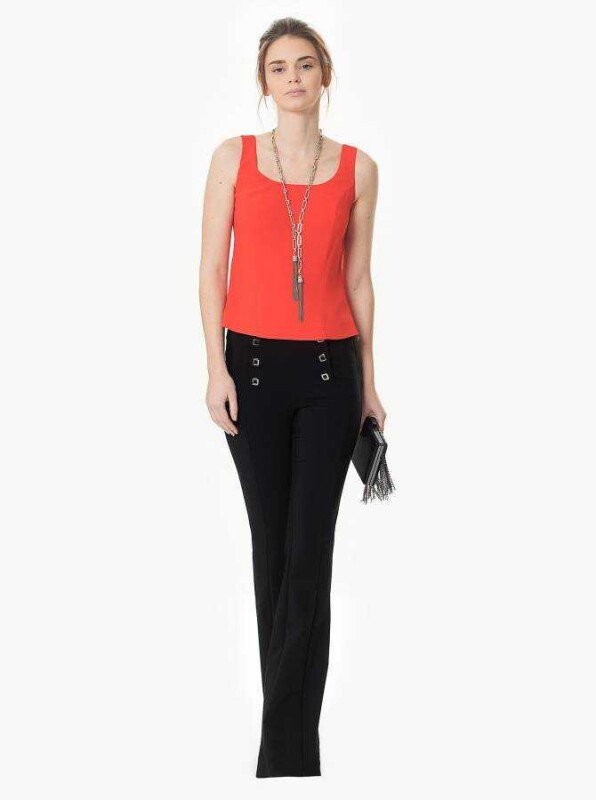 Bel Detaylı Kadın Pantolon Siyah - 1