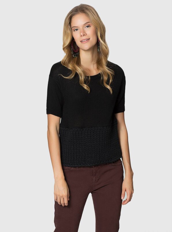  Bel Detaylı Triko Siyah - Roman