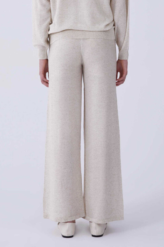 Belden Bağcıklı Dokulu Naturel Triko Pantolon Naturel - 2