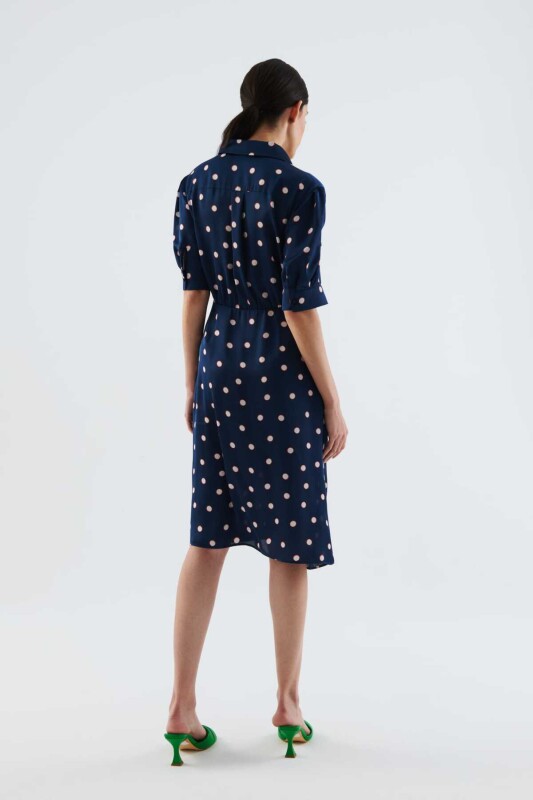 Belden Bağlamalı Puantiyeli Elbise Standart Renk - 2