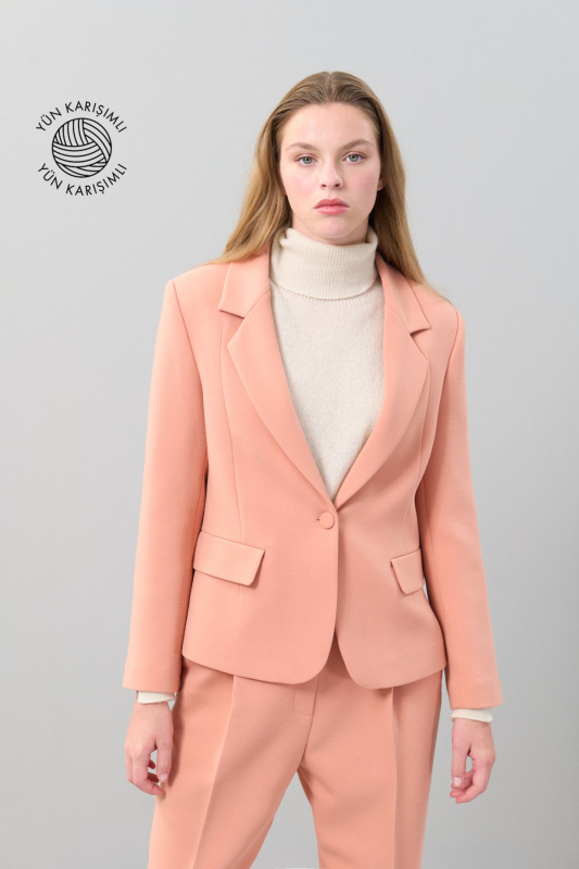 Belden Oturtmalı Tek Düğmeli Yün Ceket Y.Ağzı - 1