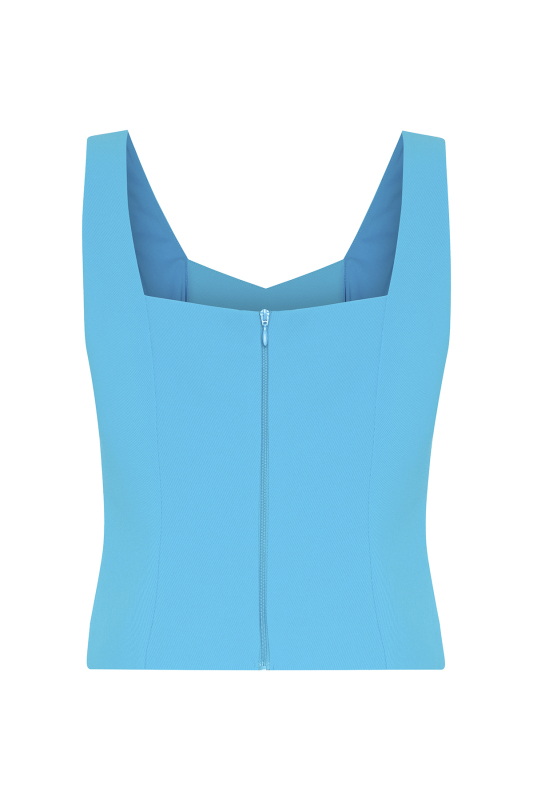 Bele Oturan Kalın Askılı Büstiyer Mavi - 6