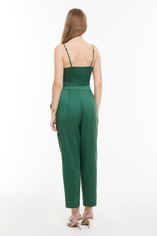 Beli Bağlama Detaylı Tafta Havuç Pantolon Yeşil - Roman (1)