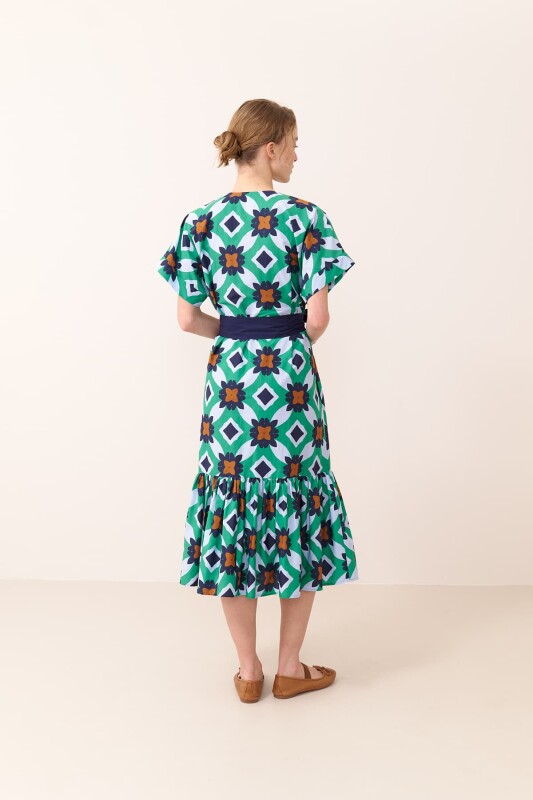 Beli Kuşaklı Midi Boy Elbise Standart Renk - 2