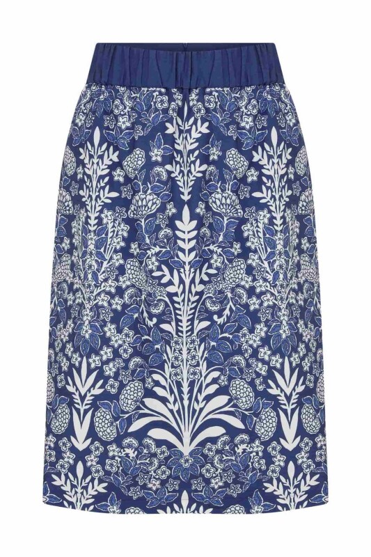 Beli Lastikli Desenli Midi Etek Standart Renk - 5