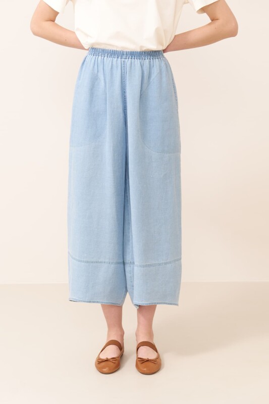 Beli Lastikli Geniş Paça Pantolon Standart Renk - 3