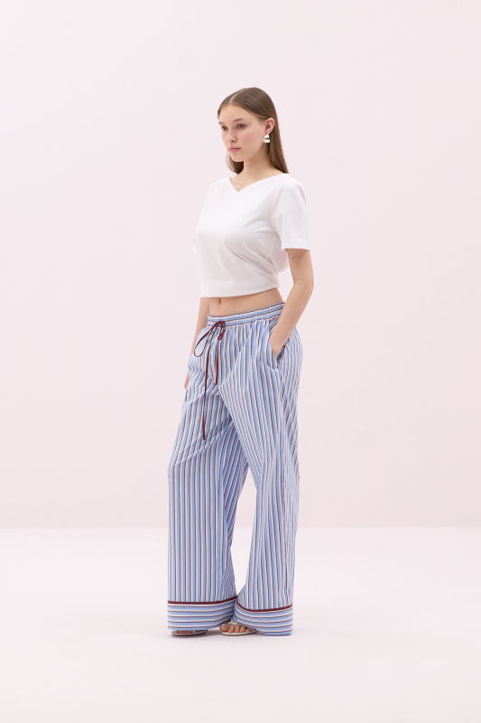 Beli Lastikli Geniş Paça Pantolon Standart Renk - 4