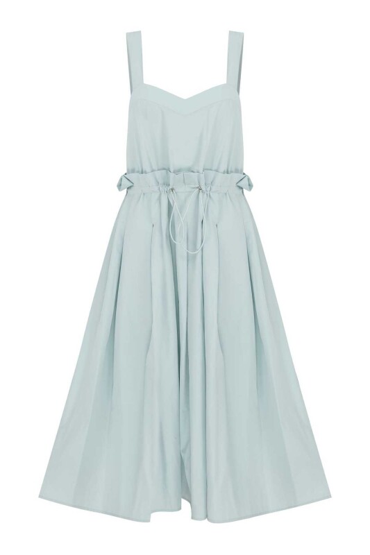 Beli Lastikli Günlük Elbise Su Yeşili - 4