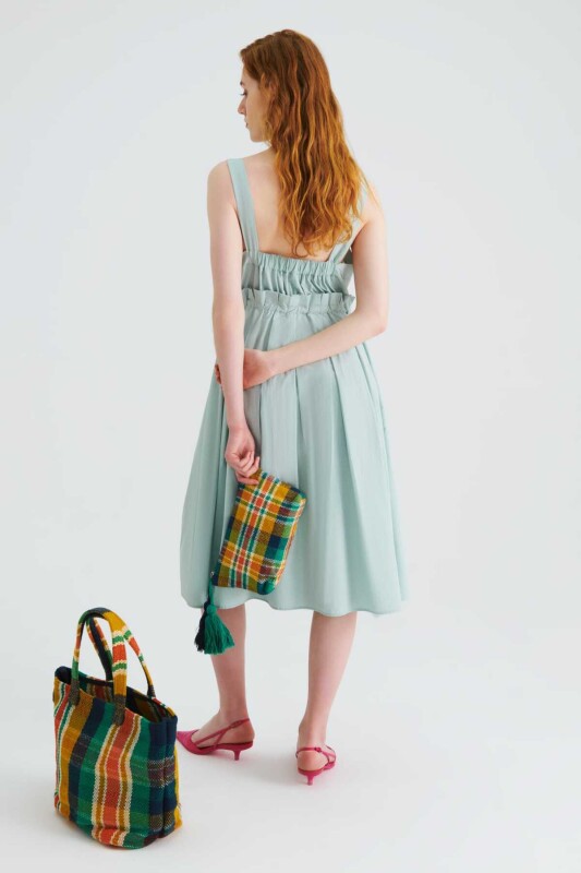 Beli Lastikli Günlük Elbise Su Yeşili - 2