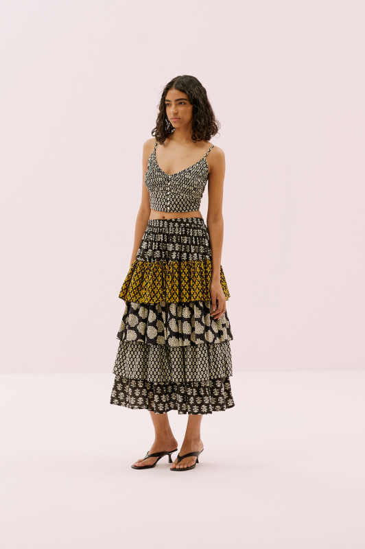 Beli Lastikli Kat Kat Pileli Midi Boy Etek Standart Renk - 1