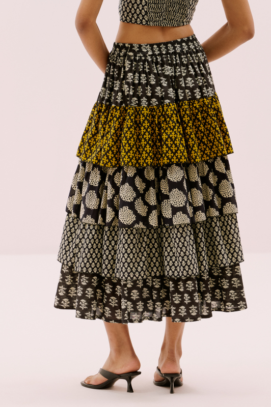 Beli Lastikli Kat Kat Pileli Midi Boy Etek Standart Renk - 2