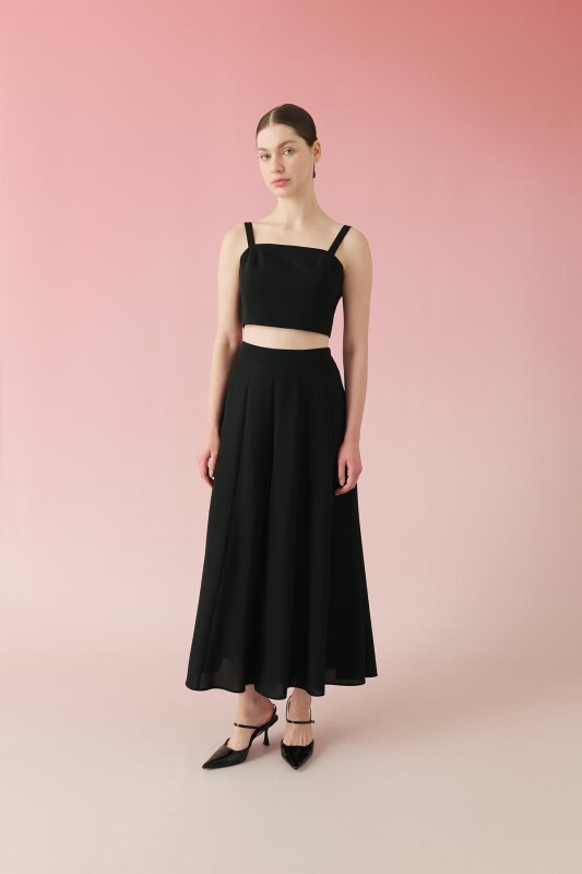 Beli Lastikli Krep Pantolon Siyah - 1