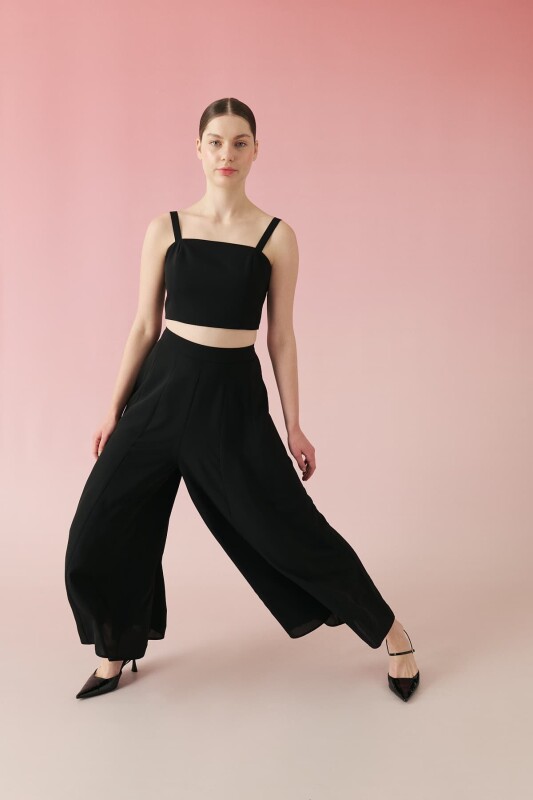 Beli Lastikli Krep Pantolon Siyah - 3